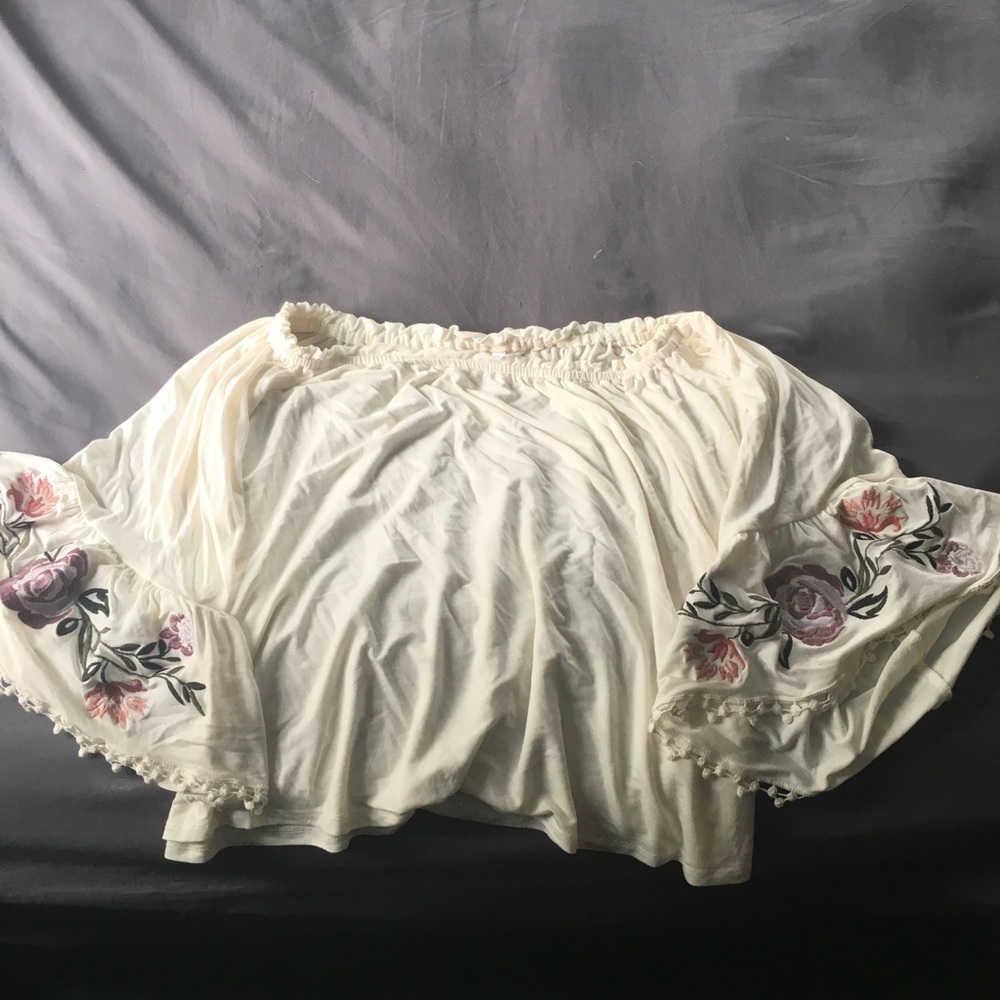 Off the shoulder , cream , blouse
